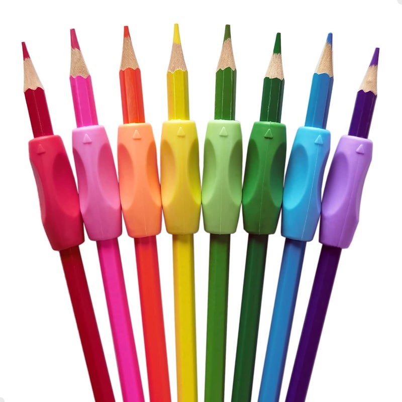 OSteed Ergonomic Silicone Pencil Grips 40 Pcs for Kids and Adults Handwriting, 8 Colors Gel Pen Grips with 3 Concaves - Image 4